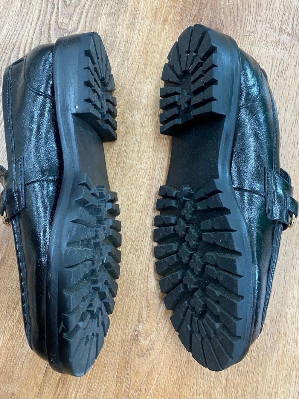 Steve Madden Mistor Black Leather Lug Sole Bit Loafers Size 9M